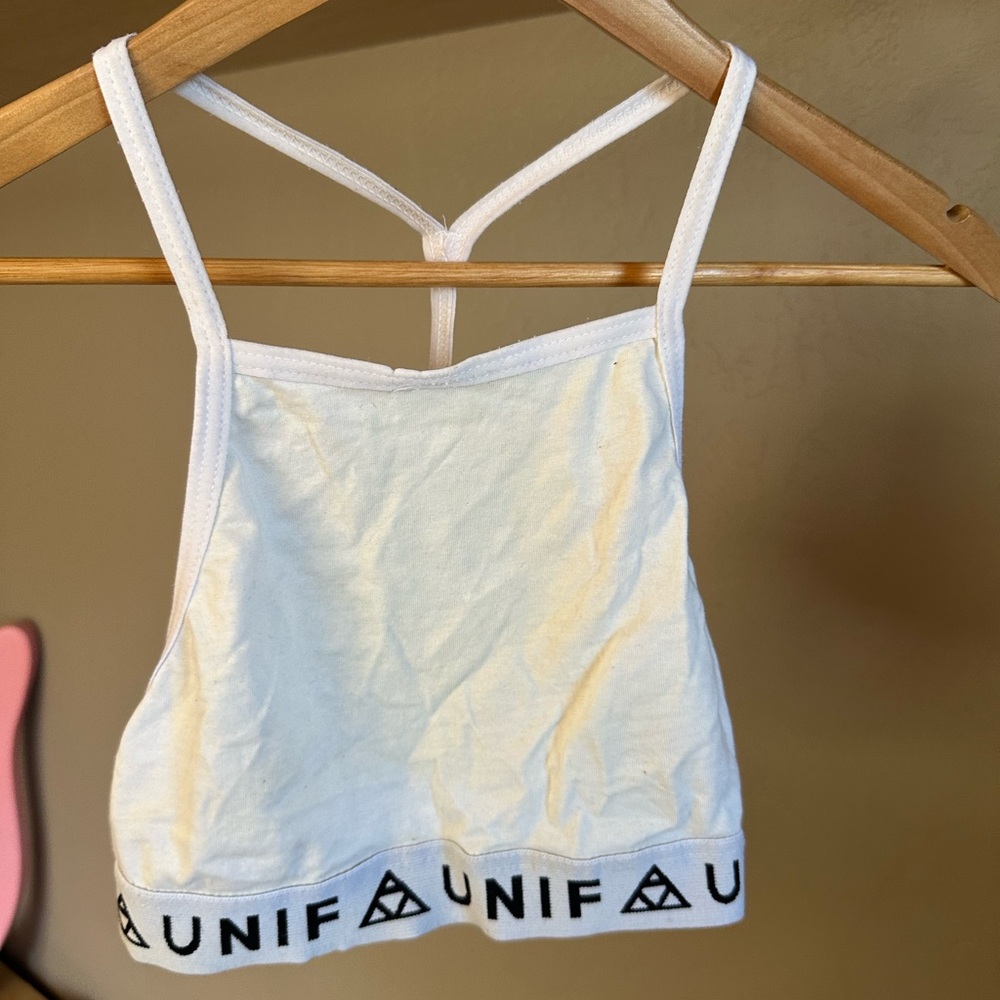 UNIF White Logo-Band Cropped Tank